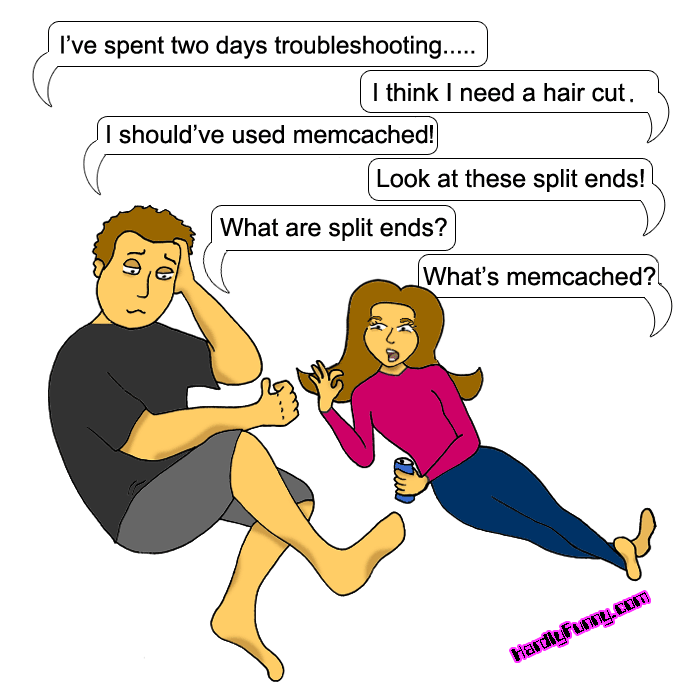 Randall sits on the floor holding his head in frustration while Samantha lounges beside him with a drink, each talking about their own problem.