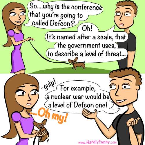 Samantha, walking Scribbles on a leash, asks Randall about his upcoming conference. As he cheerfully explains the name, she nervously clutches Scribbles.