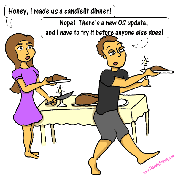 Samantha sets plates of food on a candlelit dinner table, but Randall is walking away from it, carrying his own plate and a candle.